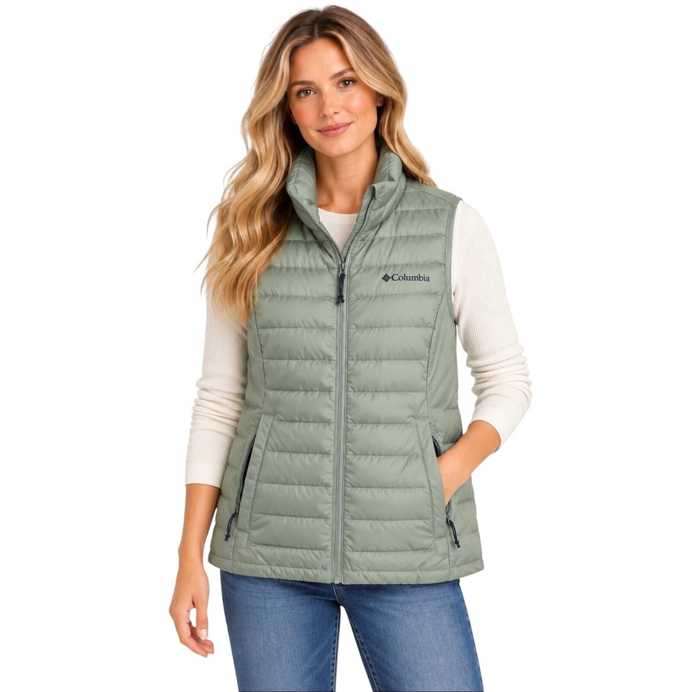 NWT Columbia Woodrose Crest FS Puffer Vest Sage Green Omni-Heat Small XL8525-348